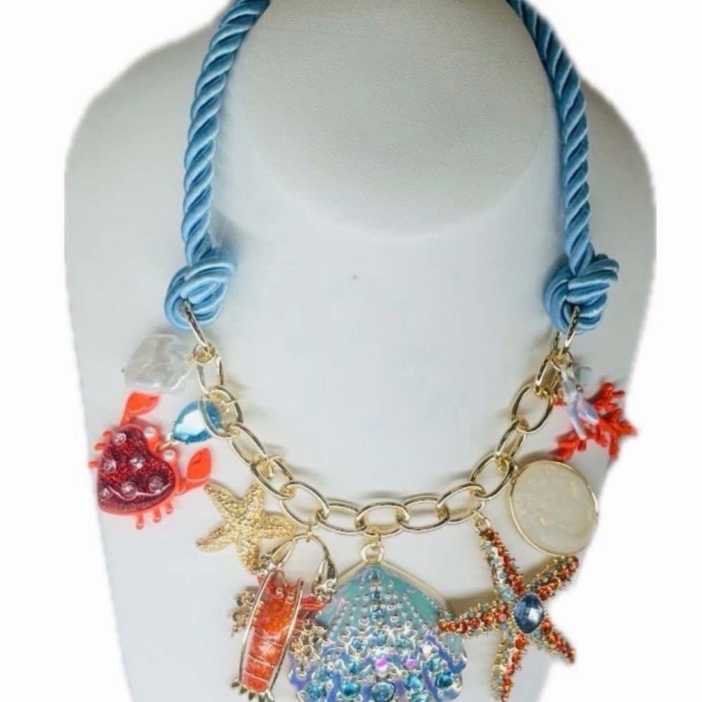 Betsey Johnson Sea Life Charms Rope and Chain Necklace - Picture 2 of 6